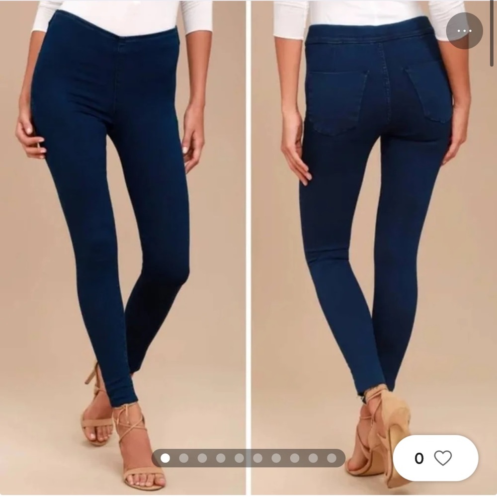 Free People | Easy Goes It | Raw hem denim jeggings dark wash size 29
